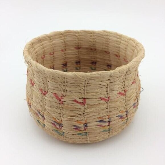 Handmade Woven Basket Woman Lady with Long Hair Figure Dress Folk Art 9" - Picture 11 of 16